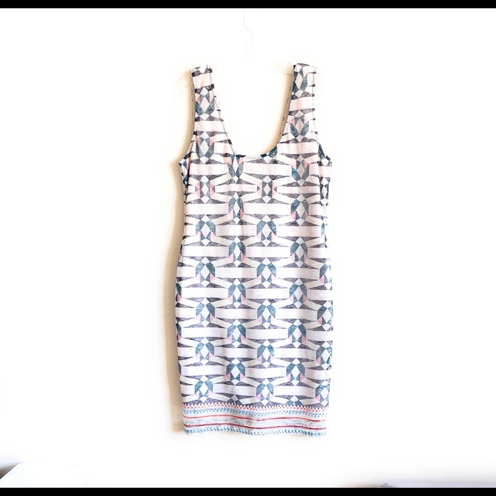 Bar III Sleeveless Dress XXL Geometric Lace Beige